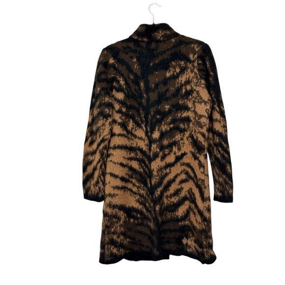 NWT Le Maglie Di Sofía Mohair Blend Animal Tiger Print Longline Teddy Coat Small - Picture 3 of 6